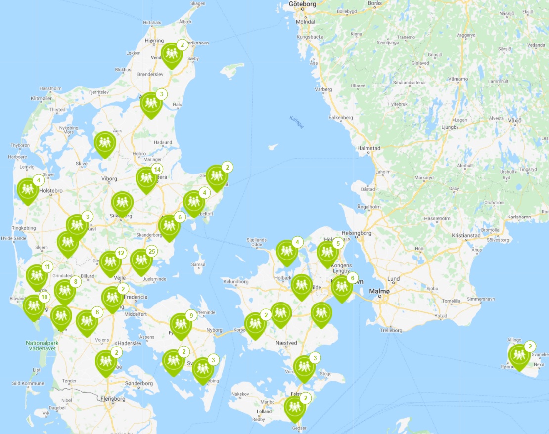 Gåfællesskaber_Danmarkskort