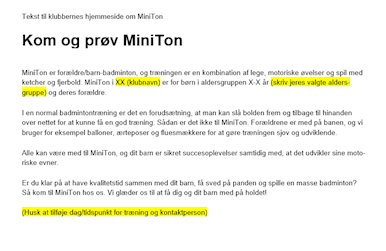 MiniTon - hjemmesidetekst